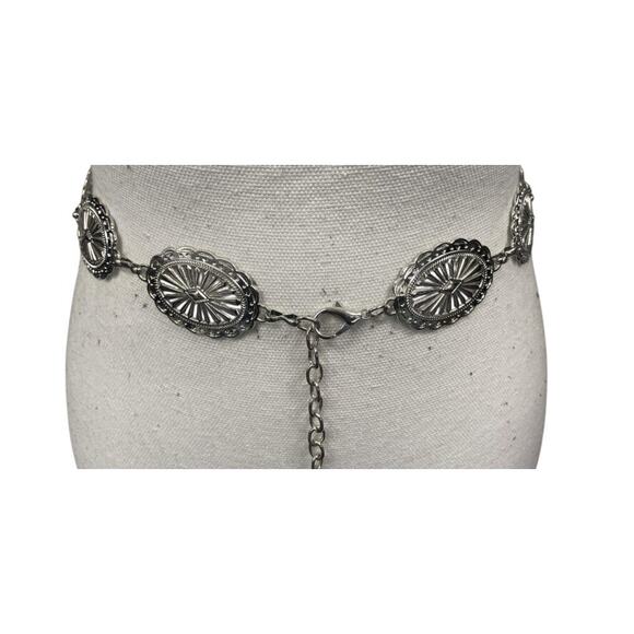 S.W. Concho Style Silver Link Belt Western Vibes - Picture 7 of 8